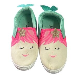 Fabkids Kids Mermaid‎ Slip-On Shoes - Pink and Green  Sz 11